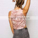 MGOO Hot Product High Neck Curved Hem Pink Camo Tank Top Fitness Women Sleeveless Crop Tops thumbnail-2