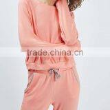 Women Lounge Wear Pink Plain Girl Casual Sweatshirt Without Hood thumbnail-2