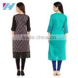 Ladies Fashion Apparel Cotton Om Printed Long Kurta thumbnail-2