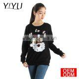Women Casual Cozy Jumper Black Glitter Snowman Sweater for Christmas thumbnail-1