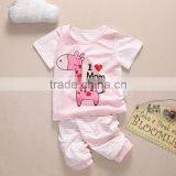 Wholesale Summer Cotton Printing Girls Kids t Shirt With Pants Set thumbnail-4