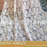 White Flower Hollow African Cord Guipure Jacquard Lace Fabric for Party Dress thumbnail-1
