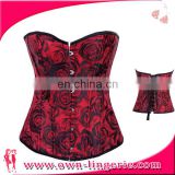Women red printed flowers waist trainer shaper latex waist corsets