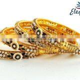 Wholesale Indian Gold Plated Bangles-One Gram Gold Bangles Jewelry-Bollywood Kundan Polki Bangles -Indian Fashion Bangle thumbnail-2