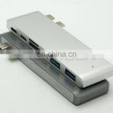 6 In1 Multiport USB Type C Hub With 2 USB 3.0 Port Dual Type-C Charging Port, SD/Micro USB SD Card Reader for Macbook thumbnail-3