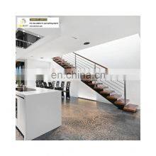 Light Luxury Decoration Style Gold Matt Interior Staircase With Glass Handrails thumbnail-5