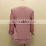 Ladies Fashion Lace Pink Chiffon Jewel Blouse thumbnail-4