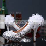 C71582A Flower Design White Crystal and Red Wedding Shoes thumbnail-1