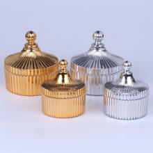 New Luxury 6 oz Electroplating Gold Silver Rose Gold Colorful Carousel Glass Candle Jar thumbnail-1