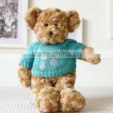 Wholesale Sitting High 27cm Teddy Bear/Plush Brown Teddy Bear Wearing Blue Sweater /Stuffed Toy Teddy Bear thumbnail-1
