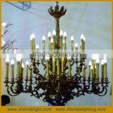 UL Pendant Light Bronze Candle Chandelier With Relief on Lamp Body