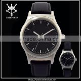 Lover couple Japan movement watches stainless steel case wigh balck genuine lether strap