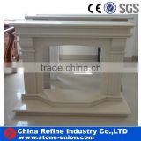 classic cream white indoor marble stone fireplace mantel shelf with stairs