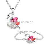 Platinum Jewelry Set Color Blue Necklace and Bracelet Dream Swan Jewelry Set thumbnail-6