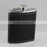Stainless Steel 304 Leather Wrapped Water Liquor Hip Flask 8oz