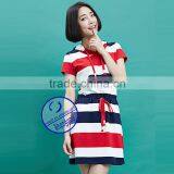 Custom Wholesale Fashion Auto Strip Girls Casual Hooded Dress With Pocket thumbnail-2