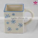 Square ceramic mug with snow design