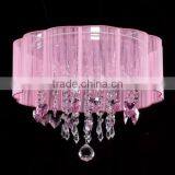 Pink Modern Crystal Pendant Light for High Ceilings thumbnail-2