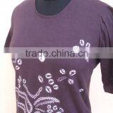 Round Neck Purple Color Screen Printed Beautiful T-shirts & Shirts / 100% Hojari Fabric T-shirts thumbnail-3