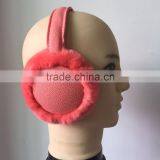 2016 New Arrival Big Size Leather and Soft Fur Earmuffs With Headphone