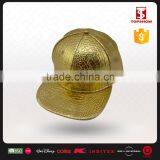 Hip Hop Style 3D Embroidery Logo Outdoor Golden PU Leather Snapback Cap thumbnail-1