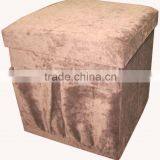 Strong! Brown Corduroy Foldable Storage Ottoman With Bags thumbnail-1