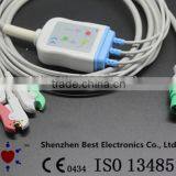 Siemens Draeger SC5000, SC6000, SC7000, SC8000, SC9000 ECG 3 Lead Cable and Leadwires, IEC, Grabber