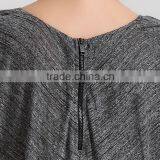 Women's Zipped V Neck Knit Slub Jersey Top With Cuff Sleeves thumbnail-5