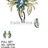 Beautiful 18k gold enamel jewelry set,women jewelry QF078