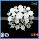 Elegant Silver Opal Brooch Alloy Crystal Flower Brooch for Wedding Invitations thumbnail-1