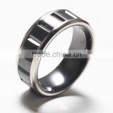 Stainless Steel Ring With Black Zirconium Inlaidmen's Black Titanium Ring thumbnail-5