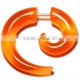 Fashion Orange Fake Ear Stretcher Sprial Taper Acrylic Body Jewelry thumbnail-1