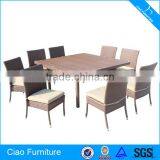 Square Table And 8 Seaters Stackable Chairs Garden Dining Set thumbnail-1