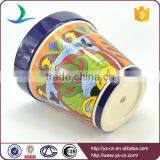 YSfp0007-02 Hand Print Ceramic Standing Flower Pot Rack for Garden thumbnail-4