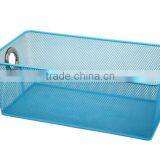 Metal Mesh Hand Sundry Storage Basket/Blue Storage Bins With Eyelets thumbnail-1