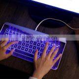 Newest Fashion Glass Touch LED Backlit Universal Wired Keyboard Transparent Glass LED Touch Keyboard thumbnail-1
