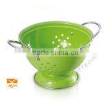 vintage enamel lilac standing base circle pattern strainer large colander