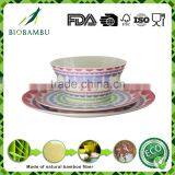 Colorful Decal Design Good Capacity Bamboo Fiber Dinner Set