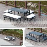 aluminum frame rattan table and chair dining set for garden