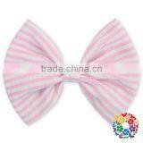 Fashion Hot Sale Blue White Stripe Seersucker Hair Bows 5" Boutique Hair Bows thumbnail-3