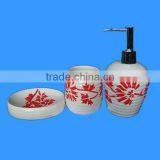 factory dirct embossed flower ceramic bathroom accessories set 4/s