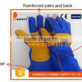 DDSAFETY Wholesale Blue Cow Split Safety Gloves Leather With Reinforced Palm And Back thumbnail-1