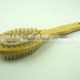 Wood Bath Brush With Natural Bristle Oval Head With Massager Dot