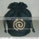 Jute Drawstring Pouch With Polyester Lining thumbnail-1