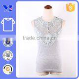 Elegant Cotton Lace Crochet Flower Trim Sexy Women Fitness Tank Tops thumbnail-3