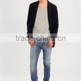 MGOO Scoop Neck Raw Cut Hems Mens Singlet Vests White Striped Sleeveless Drop Armhole Tank Top thumbnail-4