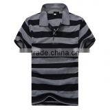 China Manfucture Cheap Cotton Material Soft Man Striped Polo Shirt Wholesale for Sale thumbnail-1