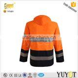 Fluorescent Orange Hooded Raincoat Workwear With Reflective Strips thumbnail-2