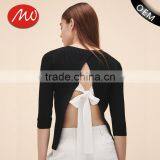 Wholesale New Design Women Stylish Knitted Sexy Backless Pullover Sweater With Tie Bow thumbnail-1