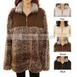 Wholesale Puffer Knitted Jersey Monogrammed Blank Youth Quarter Zip Jacket Sherpa Fleece Pullover for Women thumbnail-1